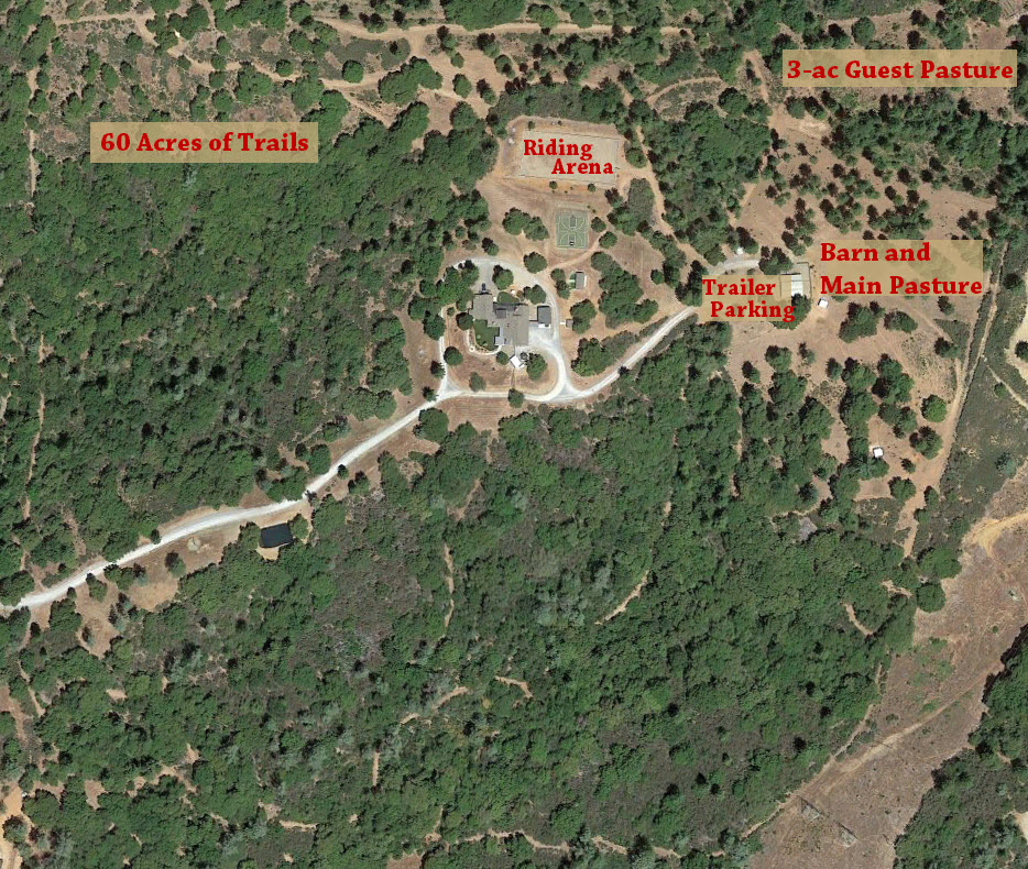 Satellite layout of horse facilities at the Dog and Pony Ranch