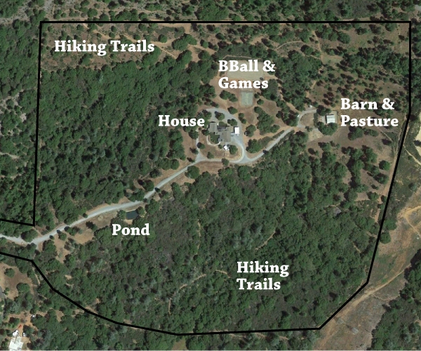 Satellite layout of Dog and Pony Ranch in Gold Country