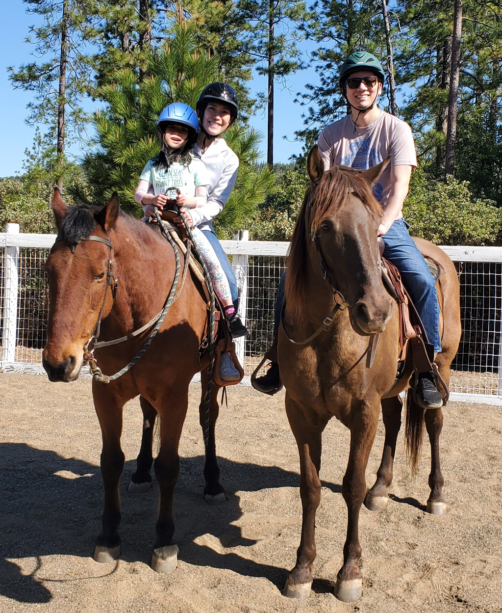 Enjoying the horses at the Dog & Pony Ranch
